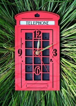 Часы лондонская телефонная будка / london telephone booth wall clock