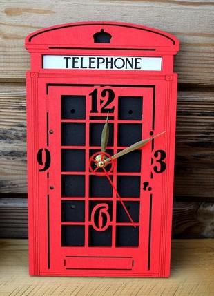 Часы лондонская телефонная будка / london telephone booth wall clock2 фото