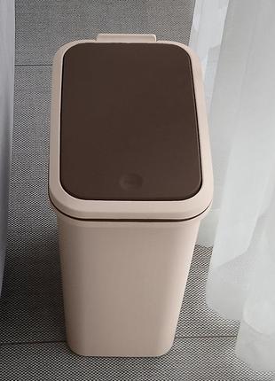 Мусорное ведро для кухни 10 литров с крышкой push и фиксатором для пакета пластиковое...