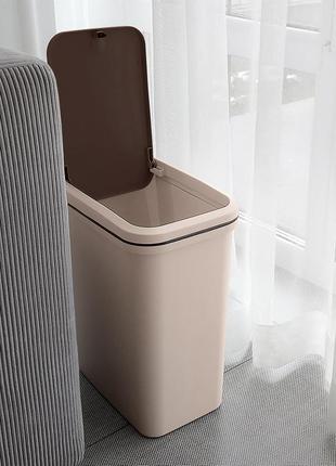 Мусорное ведро для кухни 10 литров с крышкой push и фиксатором для пакета пластиковое...