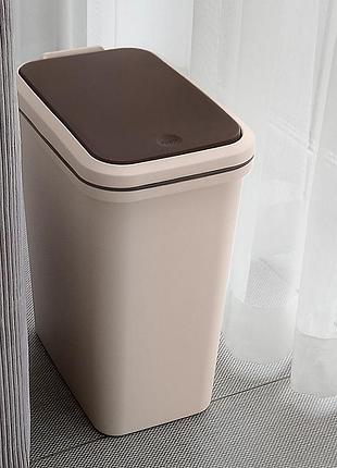 Мусорное ведро для кухни 10 литров с крышкой push и фиксатором для пакета пластиковое...