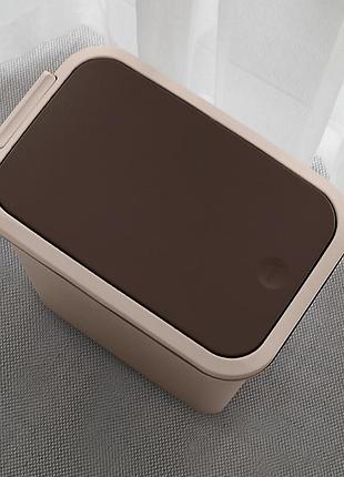 Мусорное ведро для кухни 10 литров с крышкой push и фиксатором для пакета пластиковое...