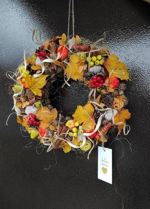 Осенний веночек на дверь, венок на дверь, декор для дома1 фото