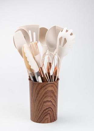 Набір кухонного приладдя з підставкою silicone utensils set набір приладів для кухні1 фото