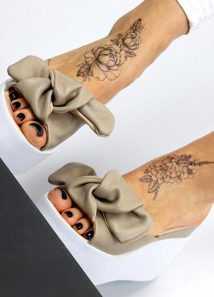 Женские кожаные/ замшевые шлепанцы на платформе