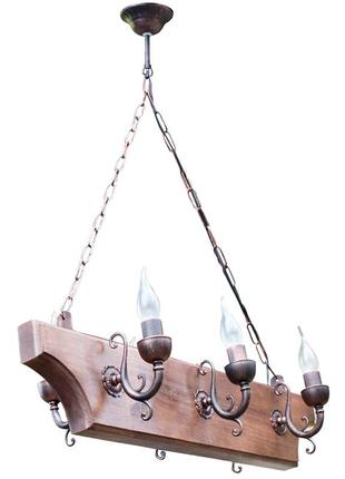 Підвісна дерев'яна люстра на 6 лампочок sneha (997527)