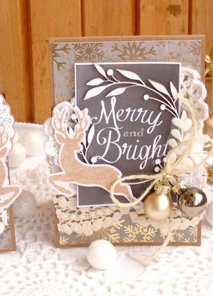 Стильні листівки "merry and bright"2 фото