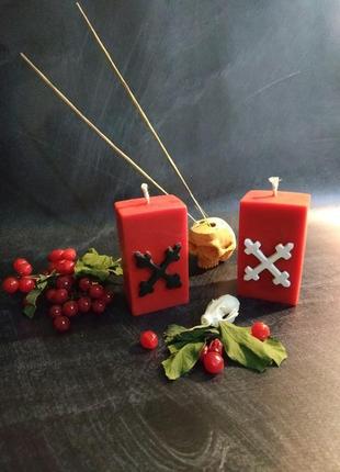 Набір з 2 ритуальних червоних свічок "мара"2 фото