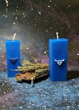 Набор из 2 синих ритуальных свечей "велес"1 фото