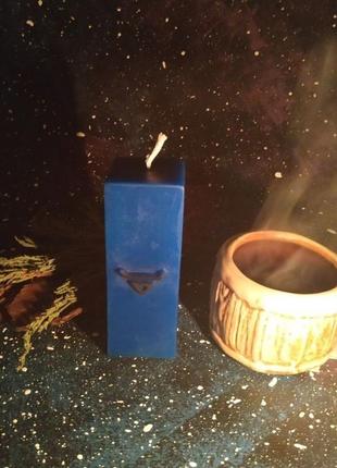 Набор из 2 синих ритуальных свечей "велес"2 фото