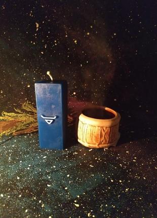 Набор из 2 синих ритуальных свечей "велес"5 фото