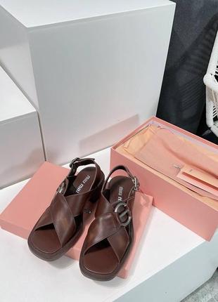 Сандалії miu чорні коричневі білі5 фото