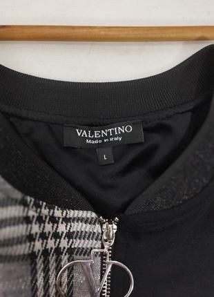 Курточка valentino черная серая клетка карманы бомбер лого фурнитура4 фото