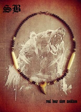 Чоловічий чокер прикраса оберіг амулет  real bear claw necklace mens1 фото