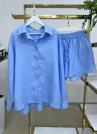 Женский летний костюм шорты + рубашка сеlinе4 фото