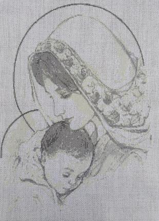 Ікона вишита "мадонна з немовлям"1 фото