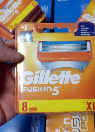 Леза касети картриджі gillette fusion 8 шт жилет ф'южн 8 шт.