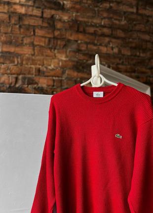 Lacoste women's vintage long sleeve red knit sweater logo винтажный, женский свитер2 фото