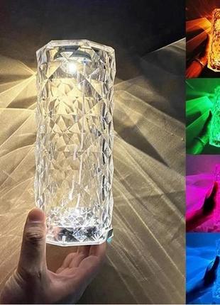 Настільна лампа акумуляторна з пультом 22 см нічник троянда з пультом rgb crystal rose.