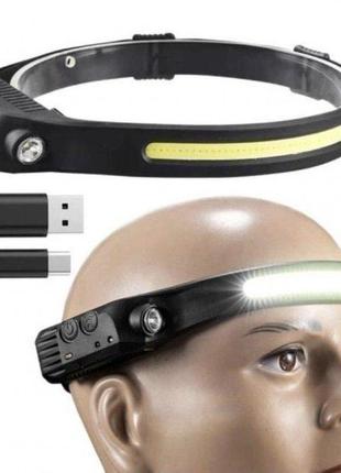 Налобный фонарик аккумуляторный coba headlamp cb 689-1 гибкий  1200mah