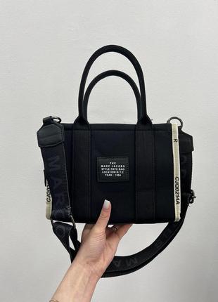 Сумка marc jacobs small tote bag black/cream5 фото