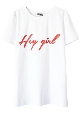 Белая футболка hey girl3 фото