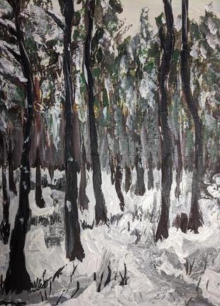 Картина зимовий ліс, лісовий пейзаж2 фото