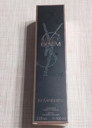 Парфумована олія для тіла та волосся yves saint laurent ysl black opium huile sèche corps et cheveux. 100 ml.2 фото