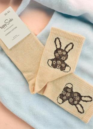 Женские  носки "bunny" бежевые2 фото