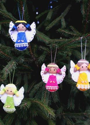 Рождественские ангелочки из фетра2 фото