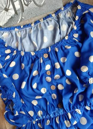 Синее платье в горох имталия состав вискоза размер xl7 фото