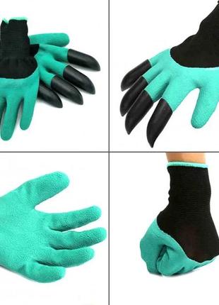 Гумові рукавички з кігтями для саду і городу garden genie gloves3 фото