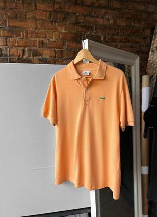 Lacoste men’s vintage short sleeve orange polo shirt винтажное, однотонное поло1 фото