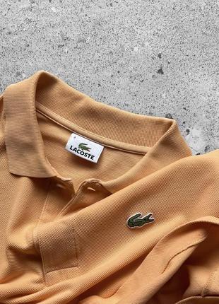 Lacoste men’s vintage short sleeve orange polo shirt винтажное, однотонное поло6 фото