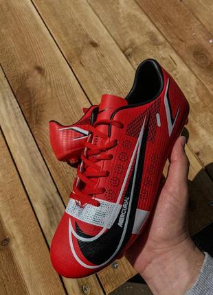 Бутси nike air zoom mercurial vapor xiv fg червоні найк вапор червоні футбольне взуття з шипами для футболу1 фото