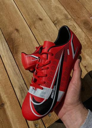 Бутси nike air zoom mercurial vapor xiv fg червоні найк вапор червоні футбольне взуття з шипами для футболу