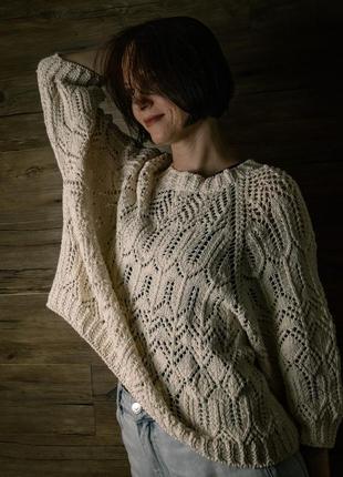 Ажурный свитер ручной работы3 фото