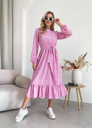 Неймовірно ніжне та легке плаття з поясом рожевий2 фото