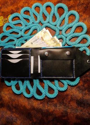 Кожаный кошелёк с монетницей из натуральной кожи crazy horse на кнопке1 фото