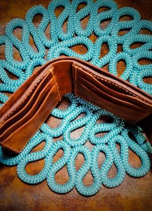 Кожаный кошелёк  из натуральной кожи crazy horse на кнопке (whiskey)4 фото