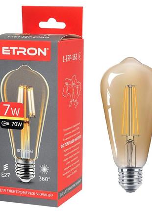 Светодиодная филаментная лампа etron filament st64 7w e27 2700k золото sneha (1-efp-163)