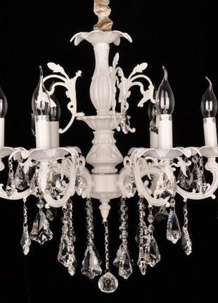 Хрустальная подвесная люстра на 6 лампочек белая sneha (9984211002/6a white)