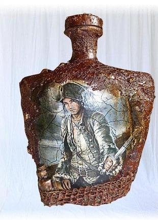 Декор бутылки "пиратские истории", подарки в морском стиле1 фото