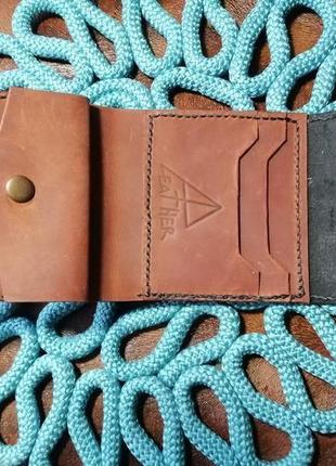 Кожаный кошелёк-конверт с монетницей из натуральной кожи crazy horse на кнопке8 фото