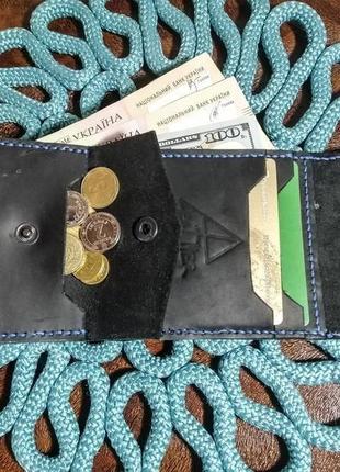 Шкіряний гаманець-конверт з монетницею з натуральної шкіри crazy horse на кнопці9 фото