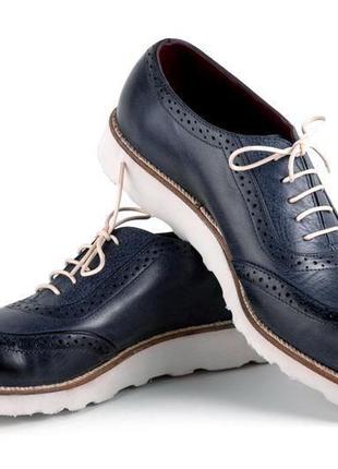 Чоловічі туфлі navy blue brogues1 фото