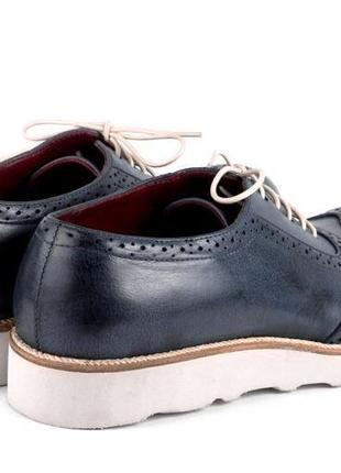 Чоловічі туфлі navy blue brogues3 фото