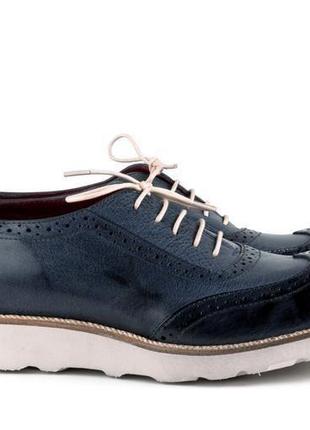 Мужские туфли navy blue brogues2 фото