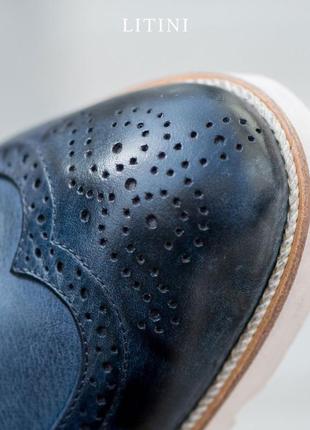 Мужские туфли navy blue brogues4 фото