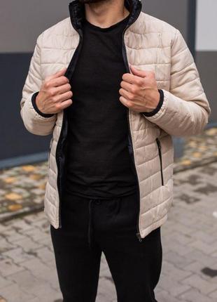 Демисезонная куртка стеганная мужская бежевый5 фото